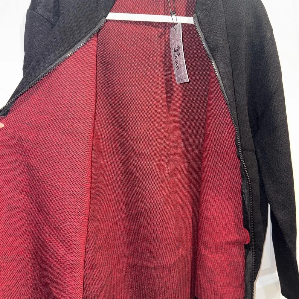 Designer Pazo Mens Black zip up Big/Tall Sweater with Stripes size 2xl NWT